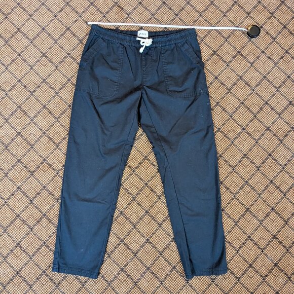 Pact Pants - PACT Women Organic Cotton Daily Twill Drawstring Pants Size Large Black Tapered